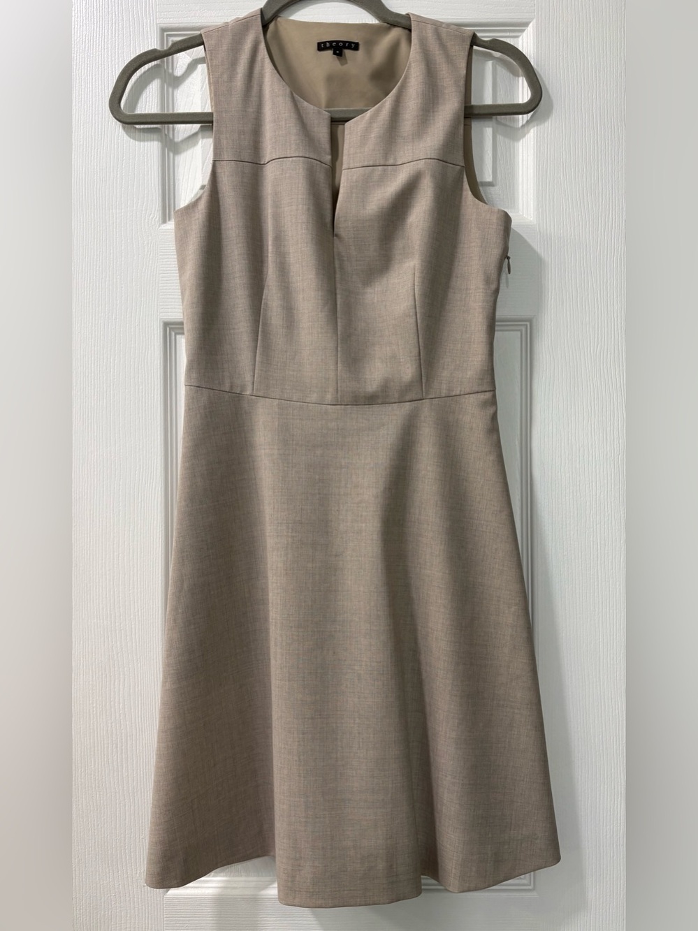 Theory Sleeveless Sheath Dress with V-Notch